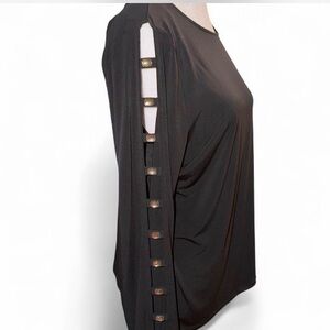 Michael Michael Kors Black Cutout Sleeve Stud Blouse XL